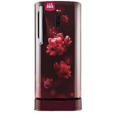 LG 201 L 5 Star Inverter Direct-Cool Single Door Refrigerator Base stand with drawer (GL-D211CSCU, Scarlet Charm)