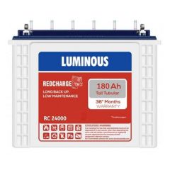 Luminous Red Charge RC 24000 180 Ah Recyclable Tall Tubular Inverter Battery for Home Office & Shops (White), Standard