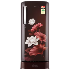 LG 185 L Single Door Refrigerator with Base Stand Drawer, Smart Inverter Compressor, Direct Cool, Scarlet Lotus, 5 Star