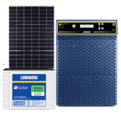 LUMINOUS Solarverter PRO PCU - 5KVA / 48V & Solar Battery 150AH- LPTT12150H & LUM 24585TG144 BI-Facial Set For Home Solutions