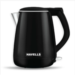 Havells Electric Kettle 1.2 L Double Wall Aqua Plus Black, Stainless Steel Inner Body