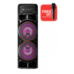 LG XBOOM RNC9 Party Speaker, Multi Color Lighting, Karaoke Feature, 1 Mic + 1 Guitar Input, Wireless Party Link, USB, Bluetooth Connection, XBOOM App