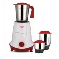 Maharaja Whiteline Unigrind Mixer Grinder with 3 Jars, 500W - MX-251 (White & Red)
