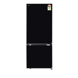 LG 340L Bottom Freezer Refrigerator, Door Cooling+, Wi-Fi Convertible, Metal Fresh, Black Mirror, 3 Star