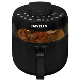 Havells Digital Air Fryer Prolife Crystal 5.5L, D 8 Pre-sets, Aerocrisp Technology with 85% Less Oil Cooking 