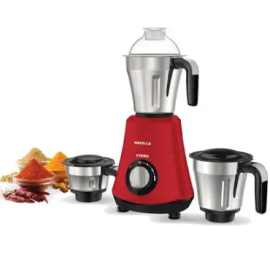 HAVELLS hydro 3jar 750 Mixer Grinder (3 Jars, Red) helps you Grind, Blend, and Mix Ingredients