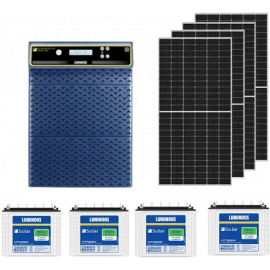 LUMINOUS Solar Home Solution Solarverter PRO PCU – 5 KVA/48V + LPTT12150L 150Ah (4N) Solar Tubular Battery + PV 550W (8N) 